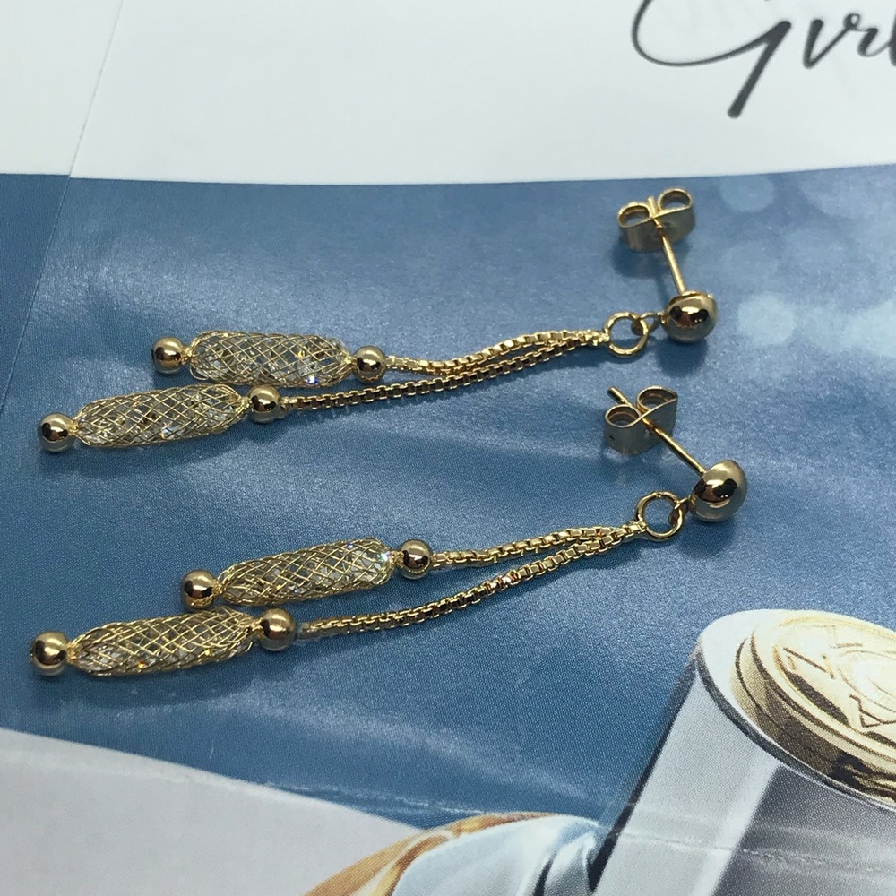 Gold Plated Drop Earrings - Picture 4 of 5